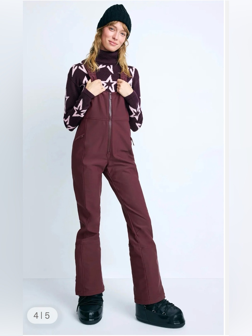 Halfdays Isabel Soft Shell Bib Pant Ski XS Waterproof Glazed Cherry Maroon